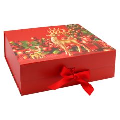 Dárková krabice vánoční s mašlí 33 x 25 x 12 cm - vánoční jelen