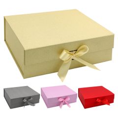 Dárková krabička s mašlí 31,5 x 26 x 10,5 cm (mix 4 barev)