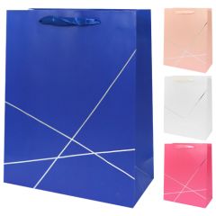Dárková taška, lines/metallic L (41x30x11,2 cm) - mix 4 barvy