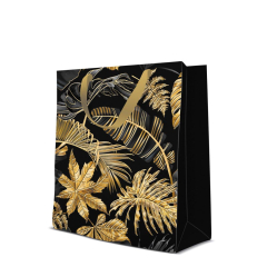 Dárková taška stredná - Gold Leaves 20x10x25 cm