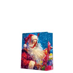 Dárková taška stredne velká - Santa Claus with gift boxes 20x10x25 cm