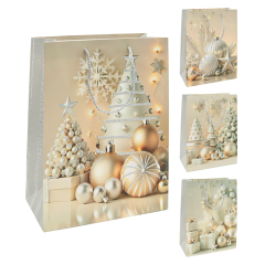 Dárková taška vánoční 2441 velikost M 26 x 10,5 x 32 cm (mix 4 vzorů)