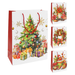 Dárková taška vánoční 99170 velikost M 26 x 10 x 32 cm (mix 4 vzorů)