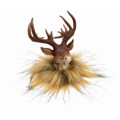Dekorace - hlava jelena s umělou kožešinou 8x11x10 cm