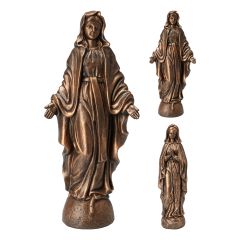 Dekorace - soška stojící sv. Maria, bronzová barva