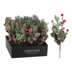 Dekorace - Větvička s bobulemi 36 cm