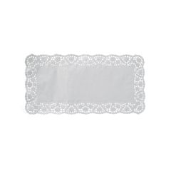 Dekorativní krajka (PAP) hranatá bílá 30 x 18 cm [100 ks]