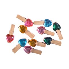 Dekorační kolíčky mix barev srdce 10 ks