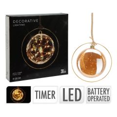 Dekorační osvětlení LED s časovačem - plochá koule, barva jantarová