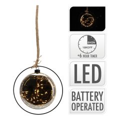 Dekorační osvětlení LED s časovačem - plochá koule, barva kouřová-šedá