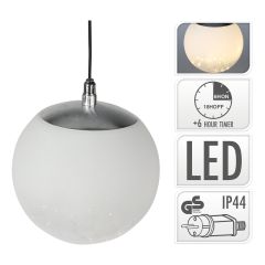 Dekorační osvětlení - svítící koule 18 cm bílá, 80 LED bílá teplá s časovačem