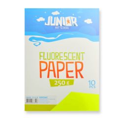 JUNIOR-ST  Dekorační papír A4 Fluo žlutý 250 g, sada 10 ks
