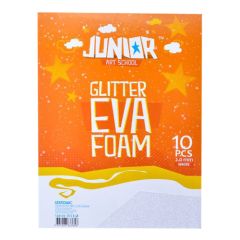JUNIOR-ST  Dekorační pěna A4 EVA 10 ks bílá tloušťka 2,0 mm glitter