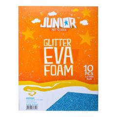 JUNIOR-ST  Dekorační pěna A4 EVA 10 ks modrá tloušťka 2,0 mm glitter