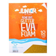 JUNIOR-ST  Dekorační pěna A4 EVA 10 ks zlatá samolepicí glitter 2,0 mm