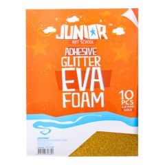 Dekorační pěna A4 EVA 10 ks zlatá samolepicí glitter 2,0 mm