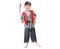 GoDan S.A.  Dětský kostým piráta (košile s vestou, kalhoty, pásek, šátek), velikost 92/104 cm