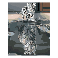 Diamantové malování (s rámem) - Kotě nebo tygr