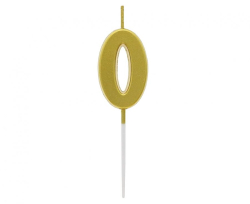 Dortová svíčka B&C - číslo 0 zlatá metalíza 9,5 cm