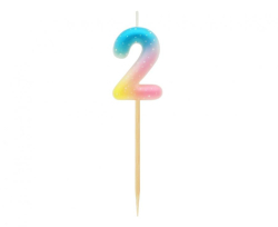 Dortová svíčka - číslice 2 pastelová ombré 11 cm