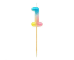 Dortová svíčka - číslo 1 pastelová ombré 11 cm