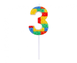 Dortová svíčka - číslo 3 Bloky 10,5 cm