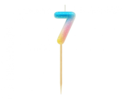 Dortová svíčka - číslo 7 pastelové ombre 11 cm