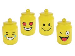 Dóza skleněná smajlík 22,5x13,5x13,5cm 4druhy v sáčku
