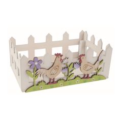 Dřevěná ohrádka Slepice bílá 16×6,5×10 cm