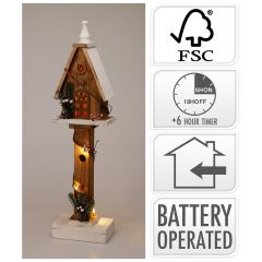 Dřevěný domek na podstavci s LED osvětlením 55 cm