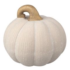 Dýně z porcelánu krémová se zlatým stonkem pro postavení 11 x 10 cm