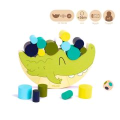 Edukační hračka dřevěná - Coco Balance (hra s válečky + kostka)