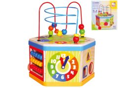 Edukační kostka 7v1 dřevěná 28,5x32x26cm 12m+ v krabičce