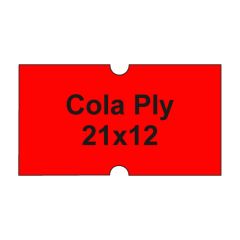 Etikety cen. COLA PLY 21x12 hranaté - 1250 etiket/kotouček, červené