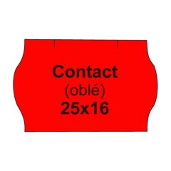 Etikety cen. CONTACT 25x16 oblé - 1125 etiket/kotouček, červené