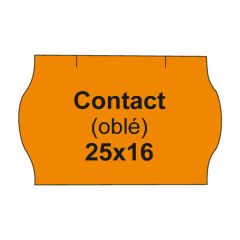 Etikety cen. CONTACT 25x16 oblé - 1125 etiket/kotouček, oranžové