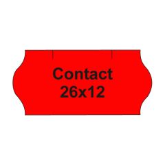 Etikety cen. CONTACT 26x12 oblé - 1500 etiket/kotouček, červené