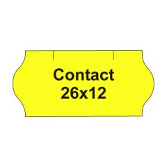 Etikety cen. CONTACT 26x12 oblé - 1500 etiket/kotouček, žluté