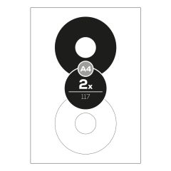 Altryal  Etikety Top Stick A4/100 ks, průměr 117 mm - 2 CD/DVD etikety, bílé
