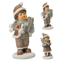 Figurka dítěte držícího vánoční dárek /strom 125 mm (mix chlapec, dívka /cena za 1 ks)