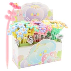 JUNIOR  Gelové pero JUNIOR Flower 0,5 mm - modrá náplň (mix /cena 1ks)