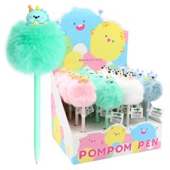 Gelové pero JUNIOR PomPom 0,7 mm, modrá náplň (mix barev)