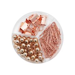 JUNIOR  Kancelářská sada 3v1 kancelářské sponky/spony do pořadače/spony - medená barva