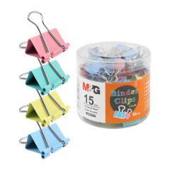 Klip Binder M&G - barevný (15 mm), 60 ks