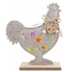 Kohout s motivem louky z filcu 18 x 21 x 5 cm k postavení