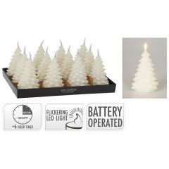 LED svíčka s časovačem 17 cm, realistický plamen - bílé třpytky