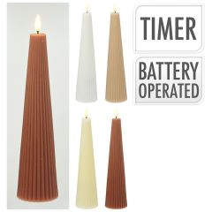 LED svíčka s časovačem 25 cm s vroubkovaným povrchem (mix 4 barev)