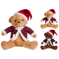 Medvídek s vánoční čepicí 35 cm (mix 3 barev /cena za 1 ks)