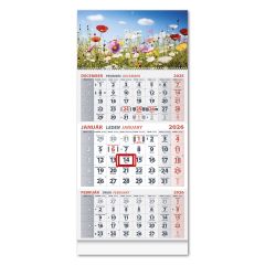 Nástěnný kalendář Tříměsíční/1-spirála 2026 - Meadow