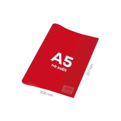 Obal na sešit A5 PVC 306x217 mm - průhledný/červený